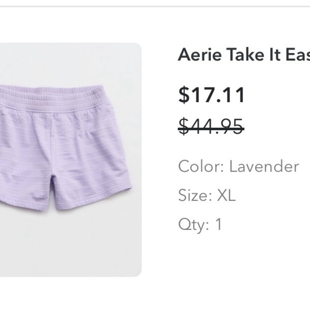 Aerie Lavender Take It Easy Shorts